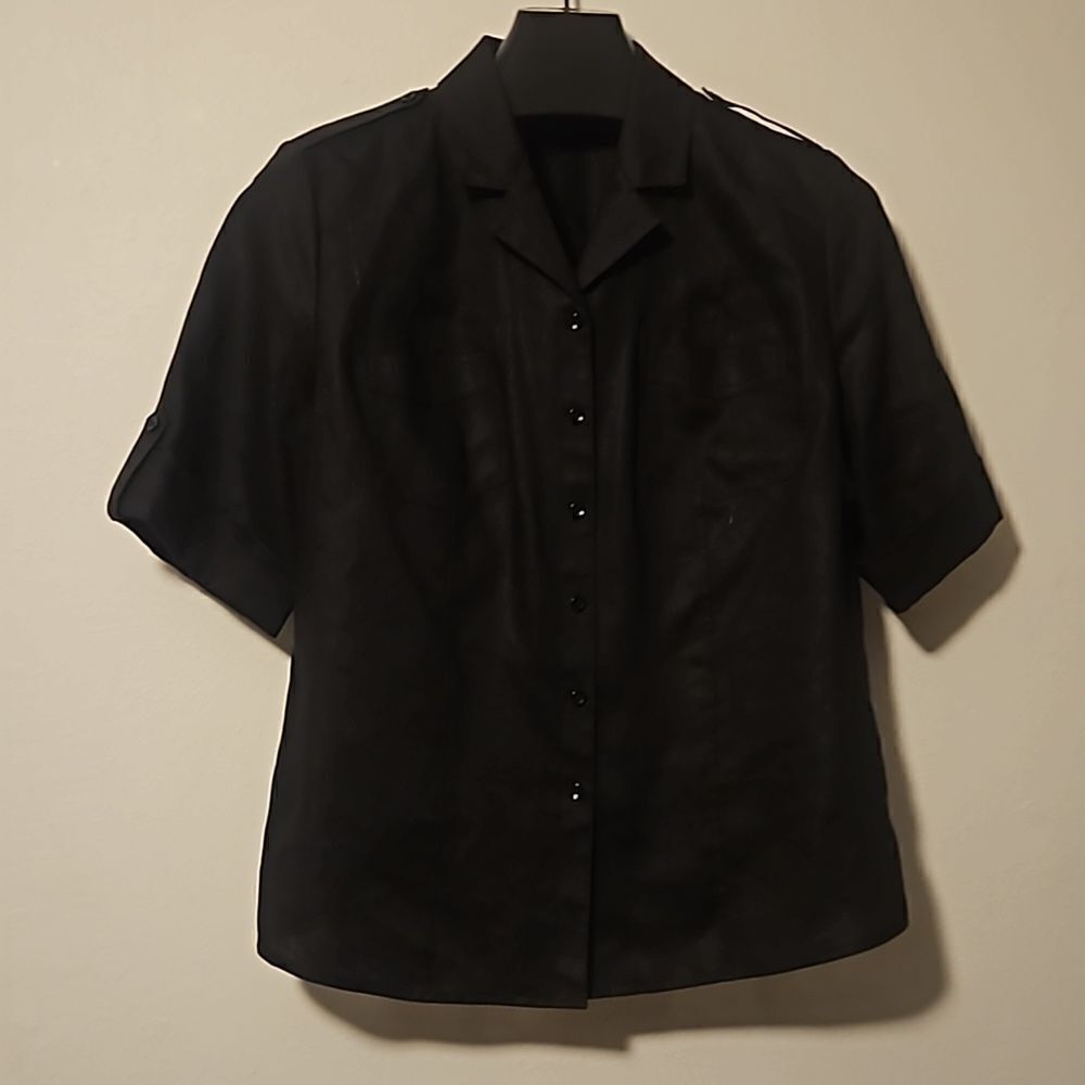 West bound 100%Linen blouse 14 black